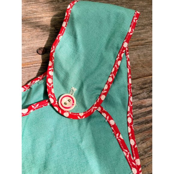 Vintage 1930s Green Cotton Infant One Piece Romper Milk glass Buttons - Picture 2 of 11